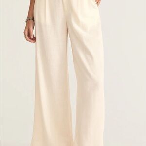 Z Supply Cream Linen Wide-Leg Pants